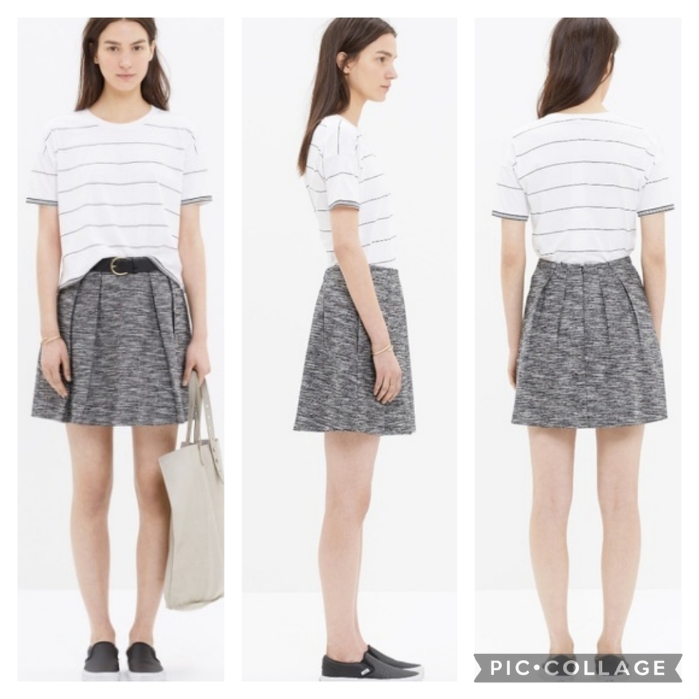 Madewell Countdown Tweed Pleated Mini Skirt Grey Size 4 Preppy 2010s